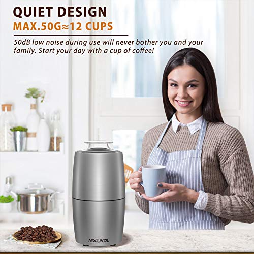 Edelstahl Kaffeemühle Elektrische Gewürzmühle 200W tragbare Kaffee und Gewürz Mühle mit Edelstahlklingen, 50dB… – Bild 8