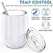 THILY Vacuum Insulated Stemless Wine Tumbler T1 Stainless Steel Travel Wine Glass Cup for Wine, Coffee, Cocktails, with Lid, Reusable Straw, 12 oz, Cute Birthday Christmas Gift, Pearl White