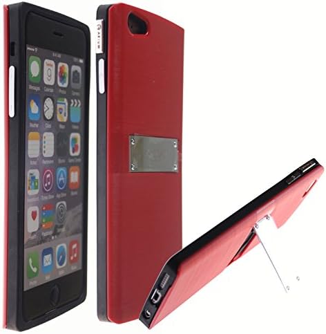 iphone 6 Plus (5.5), [Shockproof] Credit Card Case [Dual Layer] Protective Hybrid Case [Kick Stand] with One Card Slot Wallet for For Apple iphone 6S Plus (Bumper - Red)