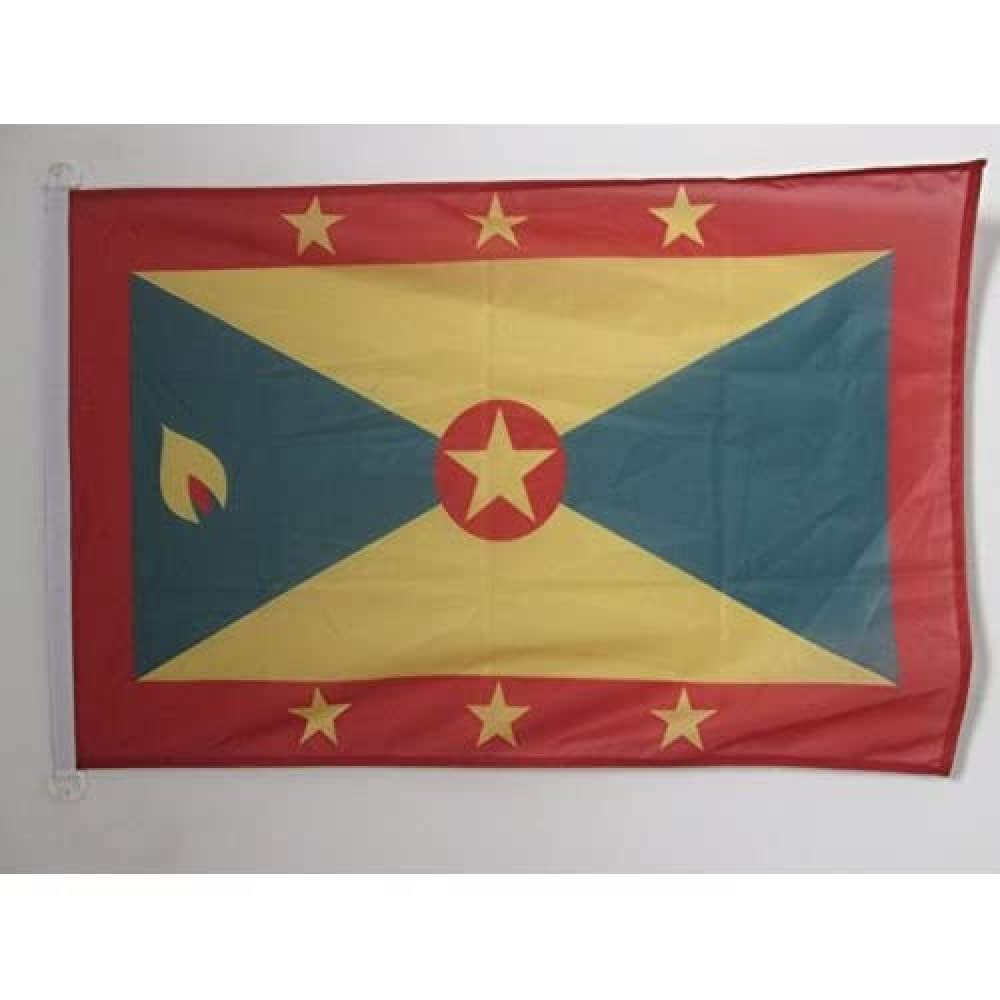 AZ FLAG - Grenada Flag - 2x3 Ft - For Outdoor - Grenadian Banner Knitted Polyester with Two Plastic Rings - Fade Resistant - Vivid Colors - 2' x 3' Feet - 90x60 Cm