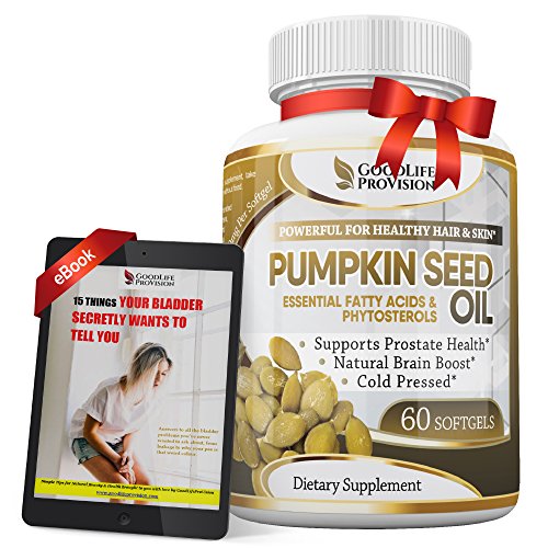 Pumpkin Seed Oil - 100% Cold Pressed Pure 1000mg Extraction - Best for Hair Growth, Younger Looking Skin & Face, Bladder…
