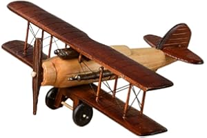 Katutude Retro Aircraft Handicraf Wooden Airplane Model, Vintage Biplane Model Desktop Decoration Photo Props Souvenir Collectible Airplane Model Gift Office Home Decor Ornament