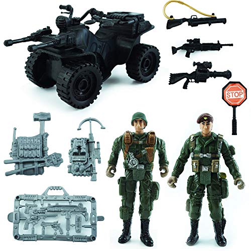 CORPER TOYS Army Men Military Soldier Toy Kit Mini Action Figure Playset Armored Car with Assorted Accessories Gifts for Kids Boys Girls Children - Thumbnail 7