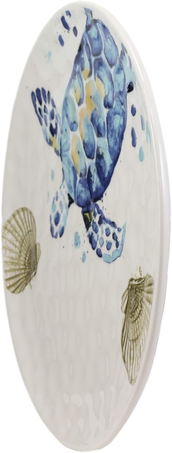 coastal collection outdoor living sea turtle melamine dinnerware on Amazon Com Ebros Nautical Marine Coastal Blue And White Sea Turtle Ceramic Dinnerware For Beach Party Hosting Kitchen And Dining Earthenware Serveware Round Dinner Plate 11 D 2 Chip Dip Sets