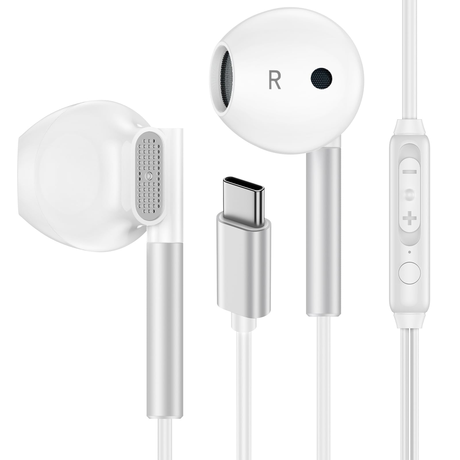 Photo 1 of USB C Headphones Wired Earphones for iPhone 17 Pro Max Air 16e 16 Pro Max 16 Pro 16 Plus 16 15 Pro Max 15 Plus 15, in-Ear Type C Samsung Earbuds Wired for Galaxy S25 Ultra S24 A17 A56 A36 A16 A25 A35