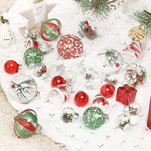 Artificial Plastic Christmas Ball Ornament Set, Shatterproof Clear