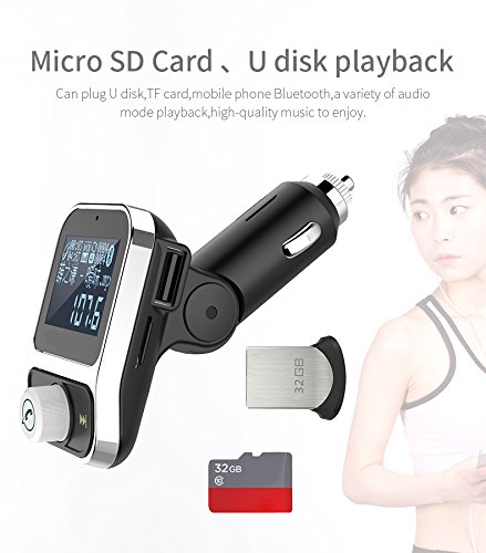 Seenlast Bluetooth FM Transmitter Wireless Radio Adapter Car Kit with 1.44 Inch Display and 3.1A Dual USB Car Charger MP3 Player