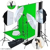 Linco Lincostore Photo Video Studio Light Kit AM169 - Including 3 Color Backdrops (Black/White/Green) Background Screen