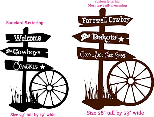 Welcome Cowboy & Cowgirls Wall Sticker Sign Post Personalized, Walls with Style, 2 Sizes (Black, 23