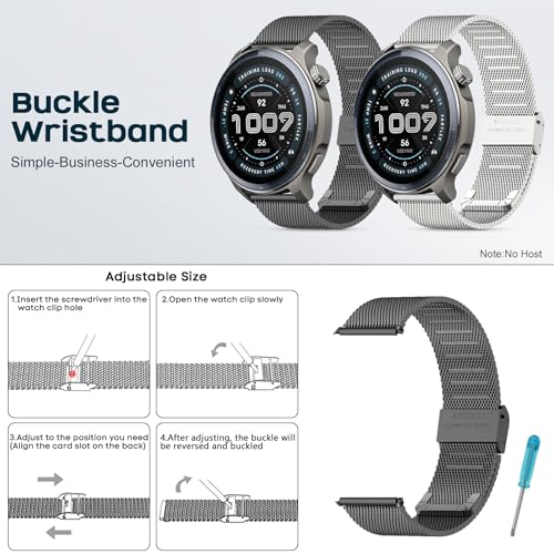 CHULN Watch Band Compatible with Amazfit Balance/Balance 2/Bip 6/Bip 5/Cheetah/Cheetah Pro Adjustable Metal Stainless Steel Replacement Strap for Smartwatch.(Not Host)