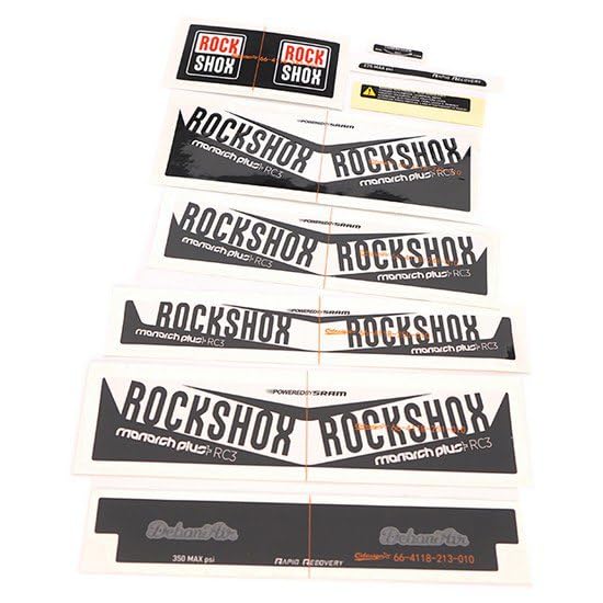 Rockshox, ROCK SHOX Accessory DECAL KIT MN+ RC3/RC3 DB WHT/BLK Unisex Adult Black, One Size