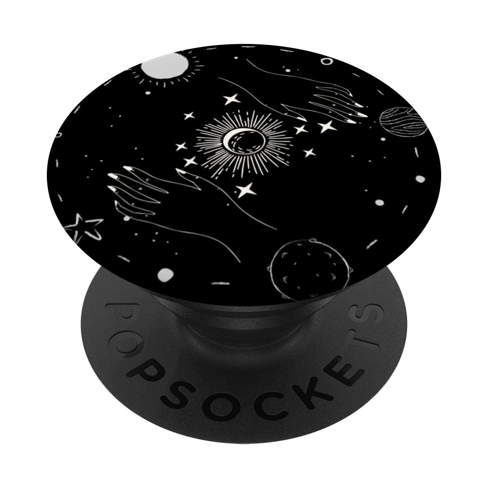 Occult Floral Line Art Hands Celestial Sun Planets PopSockets Swappable PopGrip