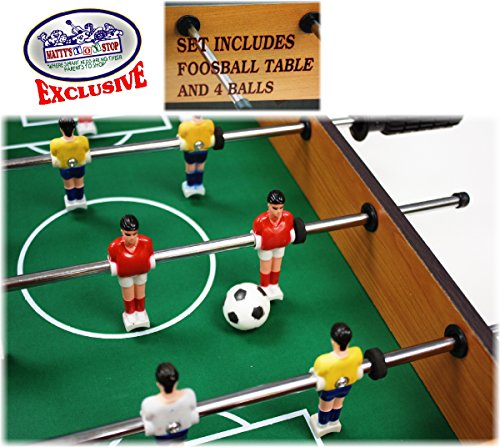 Matty's Toy Stop Deluxe Wooden Mini Table Top Air Hockey (Extra Pucks) & Foosball (Soccer) (Extra Balls) Games Gift Set Bundle - 2 Pack