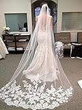 WAJY White Ivory Lace Edge Cathedral Length Wedding Bridal Veil+Comb