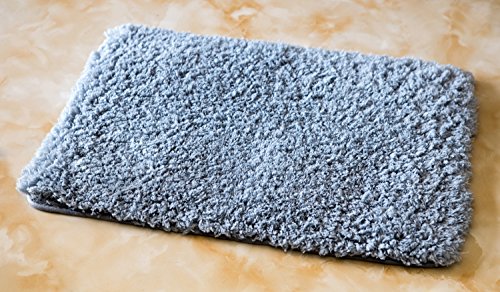 Soft Microfiber Non-slip Antibacterial Rubber Luxury Bath Mat Rug 16"X24" Silver Grey