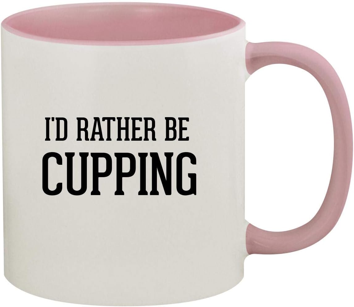 I'd Rather Be CUPPING - 11oz Ceramic Colored Inside & Handle Coffee Mug, Pink