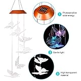 Mosteck Solar Wind Chime Outdoor Waterproof Solar Powered LED Changing Light Color Mobile Six Butterfly Wind Chimes For Home,Party,Festival Decor,Valentines Gift,Night Garden Decoration (Butterfly)