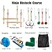 Ninja Obstacle Course Kit with 7 Hanging Swing Obstacles Warrior Training with 40FT Slackline 2 Gymnastic Rings 3 Monkey Fists Monkey 2 Mokey Bar Holds 2 Tree Protector