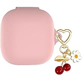 AGAOSH Protective Case for Beats Fit Pro Cover with Cute Cherry Charm Heart Keychain, Soft Silicone Accessories Daisy Key Chains for Beats Fit Pro Earbuds Charging Case 2021 Pink