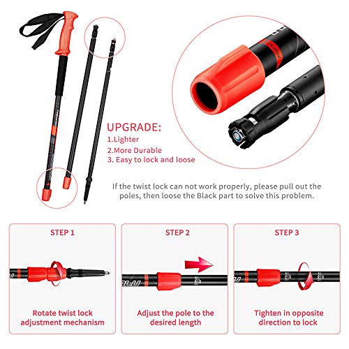 FitTrek Wandelstokken, wandelstokken, telescopische wandelstokken, lichte trekkingstok, voor dames, heren en kinderen… - Image 4