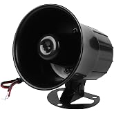 Alarm Siren Speaker, 110dB High Decibel 12V Wired Horn Loudspeaker for Home Security System and Car Anti Theft Black ABS