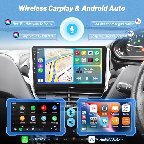 2G+64G Android Car Radio for Peugeot 208/2008 2012-2018 with Wireless Carplay and Android Car, 10 Inch Screen 2 Din Radio with GPS/WiFi/Bluetooth/EQ/FM RDS Radio