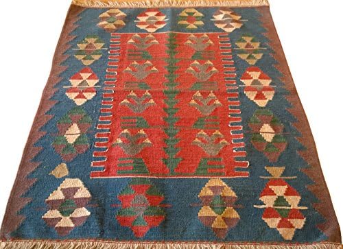 Vintage Handwoven Area Rug Kilim 2.74 x 3.34 ft.