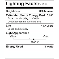 OIRES 60W Equivalent LED Light Bulb 800 Lumens A19