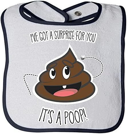 Personalised Baby Bibs Unisex Newborn Toddler Baby - I've Got A Suprise For You, It's A Poop! - 100% Cotton Bibs (Black)