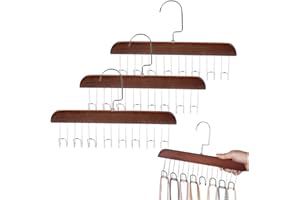 4 Pack Tank Top Bra Hanger, Wood Tie and Belt Hanger, Anti Slip Multi Hook Coat Rack, Hanging Closet Organization Storage Hol