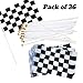 dazzling toys 36 Pack Black And White Checkered Racing Flags | Great For: Decorations for Racing, Race Car Party, Sport Events, Theme Party about Racing or Car, and more