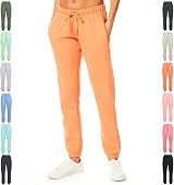 Light & Shade Women’s Fleece Joggers with Drawstring Waist Orange L