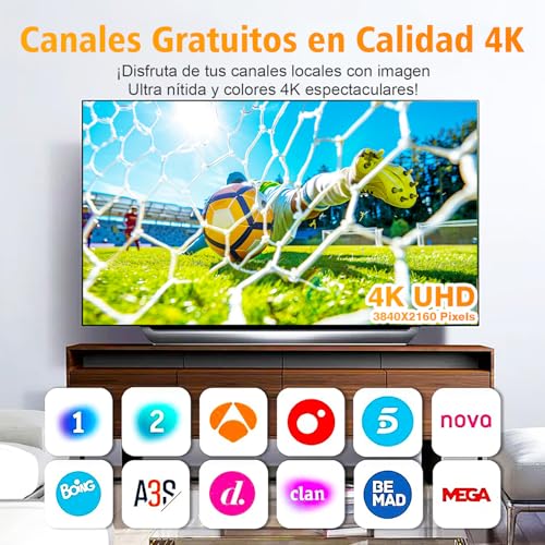 Antena TV Exterior Potente – Antena TDT HD 4K/1080P con Señal Estable UHF/VHF, Diseño Resistente a la Intemperie, Instalación en Tejado, Ático o Exterior, Cable de 10 m, Mástil No Incluido