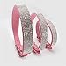 Sunward Bling Rhinestones Dog Collar - Soft Leather Made - Perfect For Pet Show & Daily Walking (M, Pink)