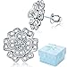 Buyless Fashion Hypoallergenic Surgical Steel Clear Studded 3-D Flower Earring-Silver Flower