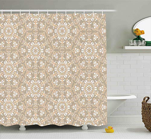 Ambesonne Mosaic Shower Curtain Antique Roman Time Inspired Rock