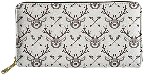 UFDIS Hipster Women Wallet Long Clutch Bohemian PU Leather Card Holder Cellphone Purse - Deer and Arrow Pattern