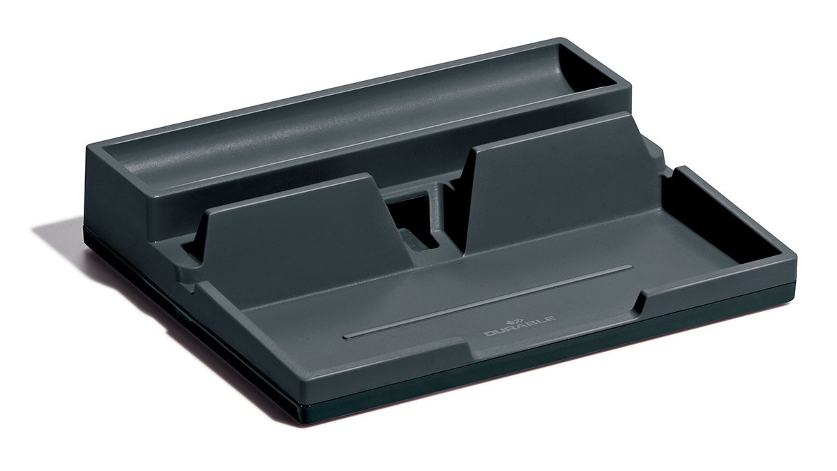 Durable 761358 VARICOLOR Desk Organiser, Compact Stationery Storage Tray with Phone/Table Mount - Charcoal