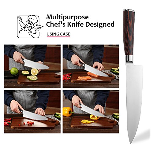 NEWONE Chef Knife,8 inches Professional Kitchen Knife High Carbon,Sharp Knives with Ergonomic Equipment Handle - Thumbnail 4