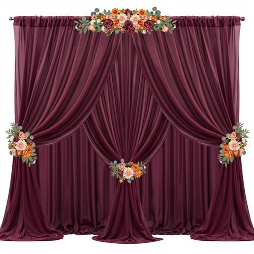 X Burgundy Backdrop Curtains