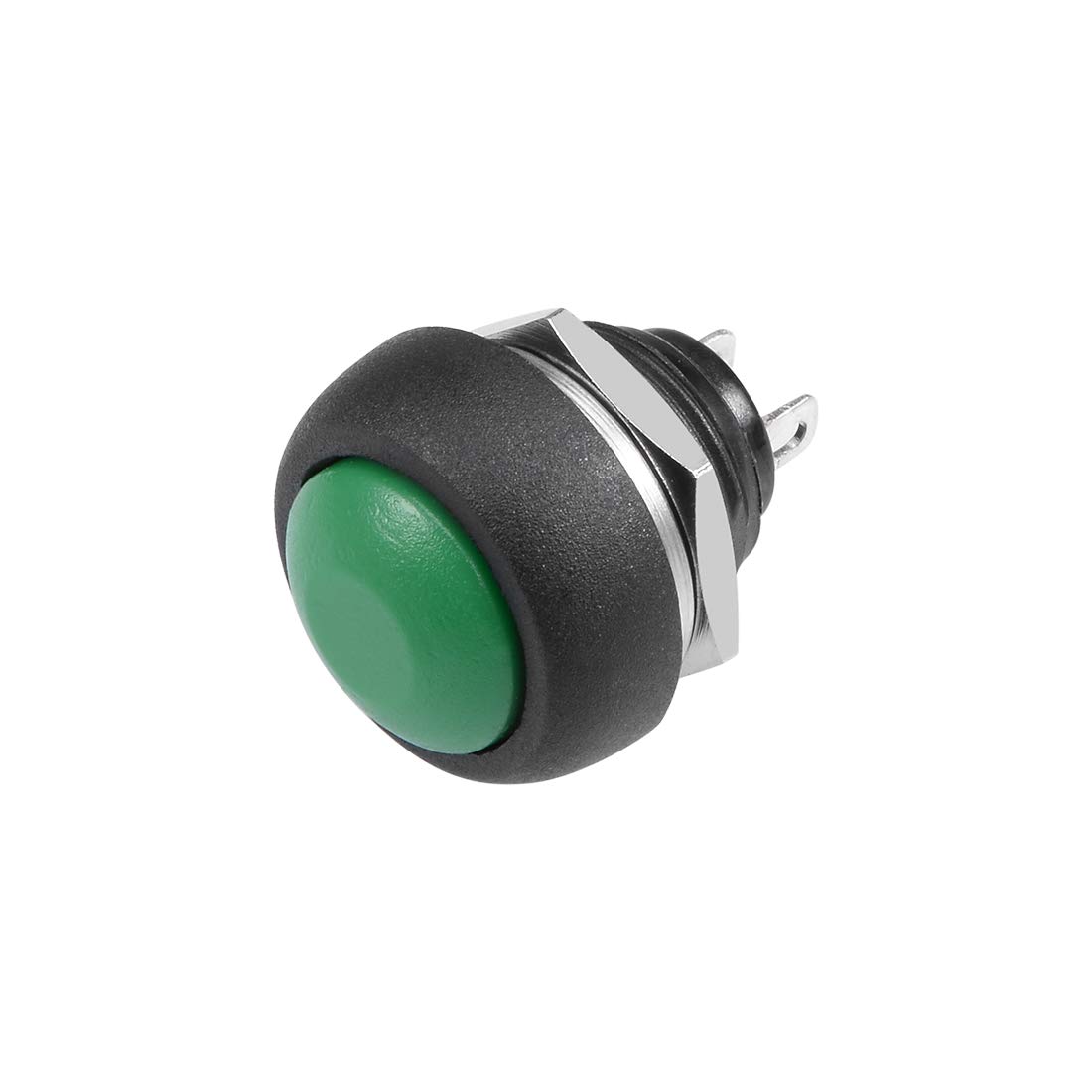 sourcing map 5Pcs,12mm Green Momentary Push Button Switch Round Flat Button SPST NO