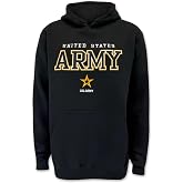 Armed Forces Gear United States Army Unisex Hooded Sweatshirt, Black, Cotton/Polyester Blend, Tackle Twill Embroidered