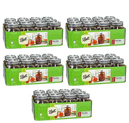 Click Here to See More Images Ball 12 Pieces 16-oz Regular Mouth Pint Jars Made in USA (Pack of 5) with Lids & Bands plus Step-by-Step Instructions