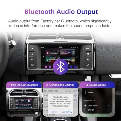 EZoneTronics Wireless CarPlay & Android Auto Set Top Box Kit For Land Rover Jaguar Range Rover Evoque Discovery Sport/5 XE XF F-Type 2016-2019 CarPlay Adapter Plug & Play with SWC WIFI BT Siri GPS