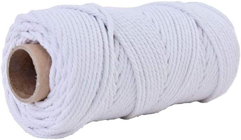 White Macrame Cord,Natural Cotton Macrame Rope,4mm×100m(About 109yard) Cord Rope for Macrame,Wall Hanging,Plant Hanger,DIY Craft Making,Knitting
