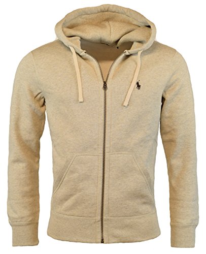 Polo Ralph Lauren Men's Cotton Blend Full Zip Fleece Hoodie, Almond Heather, XL