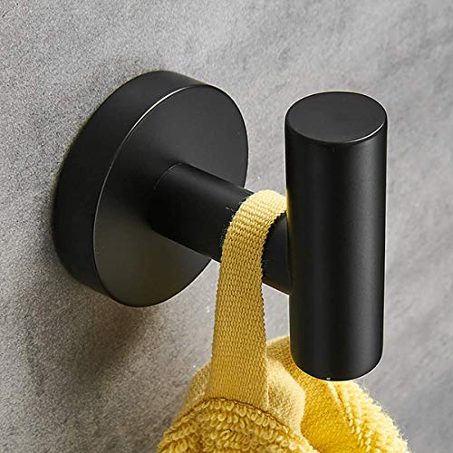 2Pcs Black Bathroom Towel Hooks Matte SUS 304 Stainless Steel Coat