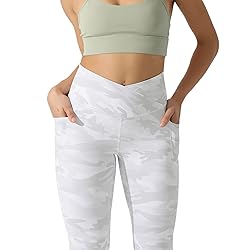 ODODOS Cross Waist Yoga Leggings for Women with