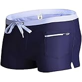 Top Spot Apparel Men's Square Cut Swim Trunks and Drag Suit, Front Pocket