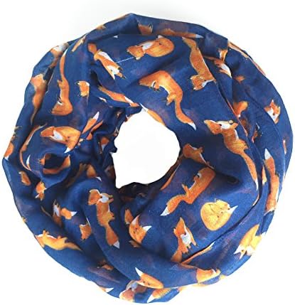 Trelemek Women's Cute Soft Lightweight Fox Printed Infinity Scarf